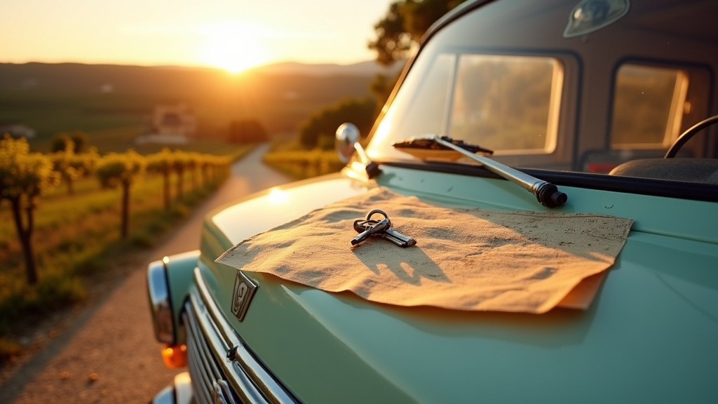 Camping-car d'occasion dans un paysage aveyronnais près de l'Aude