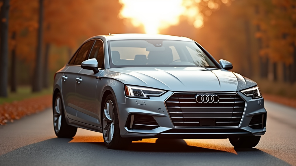 Audi A4 berline noire sur route sinueuse en 2026