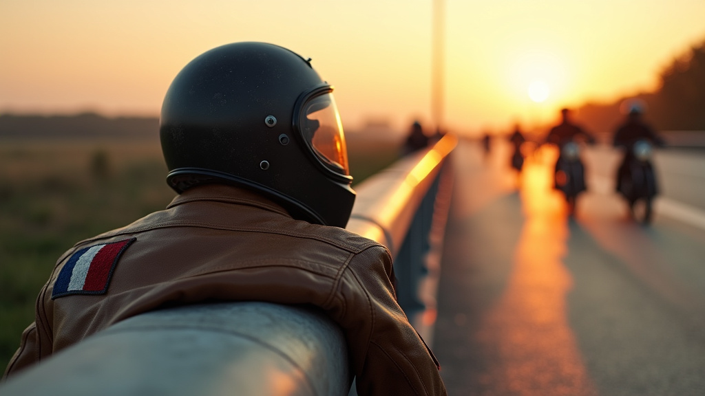 Motards en groupe portant les couleurs de la FFMC lors d'une manifestation