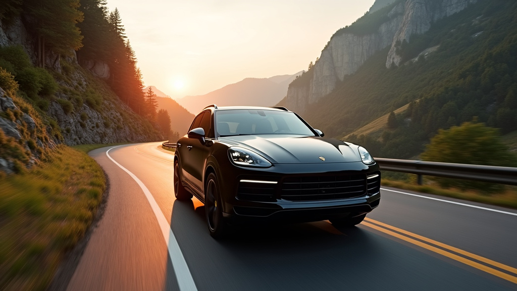 Porsche Cayenne 2026 dans une position dynamique sur route de montagne