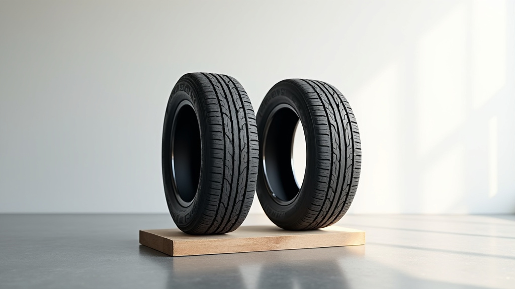 Pneus 4 saisons sur une route humide avec des traces d'usure visibles