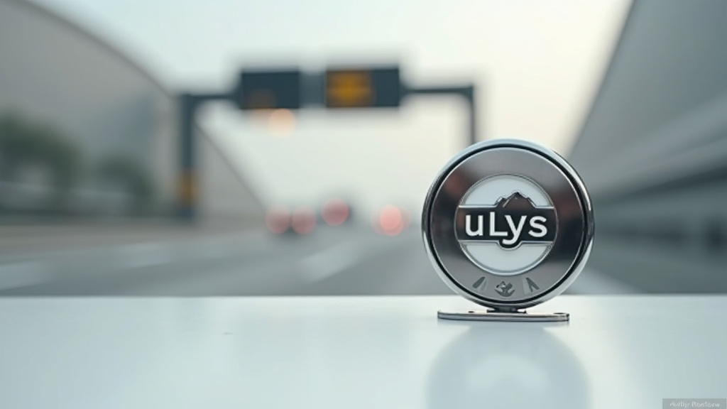 Motard passant au péage avec un badge Ulys sur autoroute