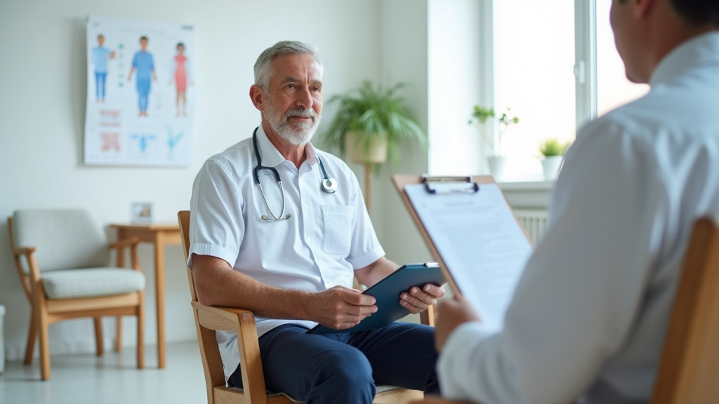 Médecin examinant un conducteur dans un cabinet médical pour visite permis
