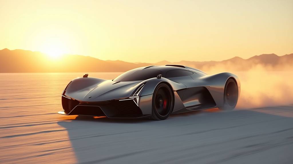 Détail technique d'une voiture hypercar montrant les composants aérodynamiques